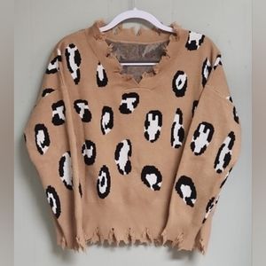 Unbranded Artistic Printed Sweater.  Size Small. 50% Viscose.